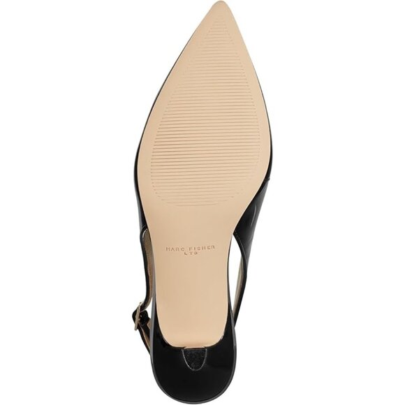 New In Box Marc Fisher Slingback Black Patent Leather Kitten Heels in Black 8 - Picture 6 of 7